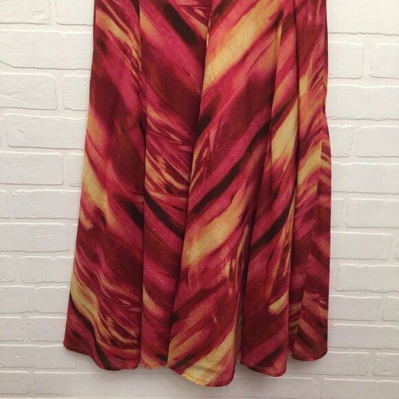 Jones New York dress 100% cotton orange red yellow pink fit & flare  size 12 - Picture 6 of 14